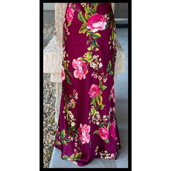 Petal and Pup Bryden Burgundy Floral Print Maxi Slip Dress Size XL - Picture 4 of 12